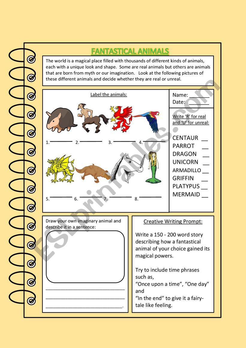 Fantastical Animals worksheet