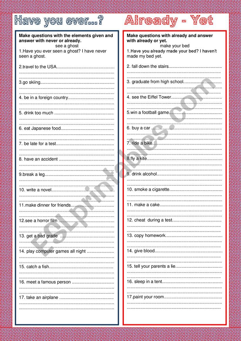 Present Perfect worksheet