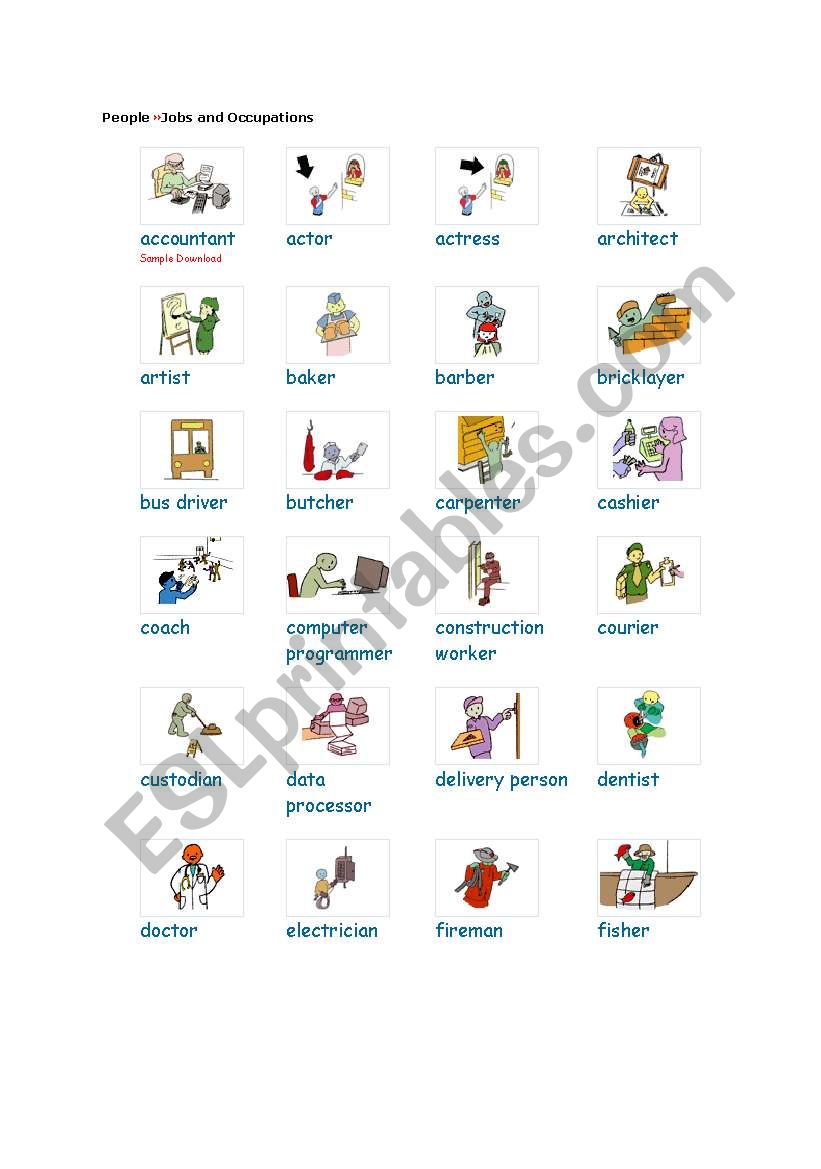 PEOPLE AND OCCUPATIONS worksheet