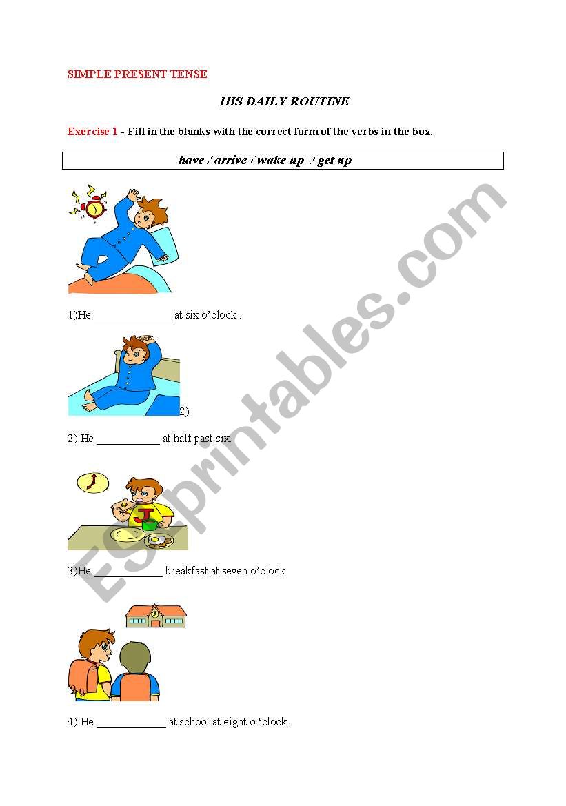 PRESENT SIMPLE TENSE worksheet