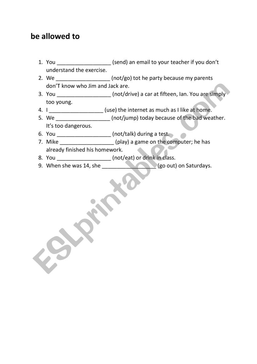be allowed to worksheet