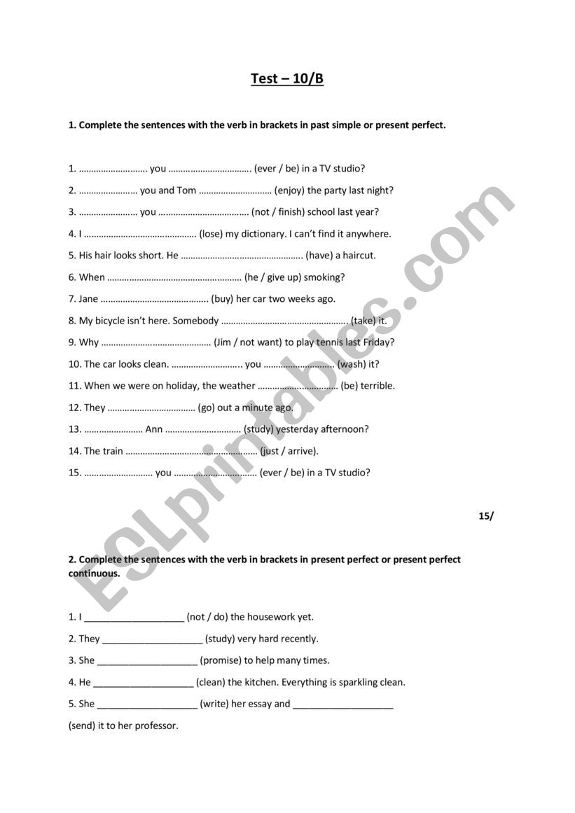 Present and Past Tense exercises, adjectives vs adverbs exercises