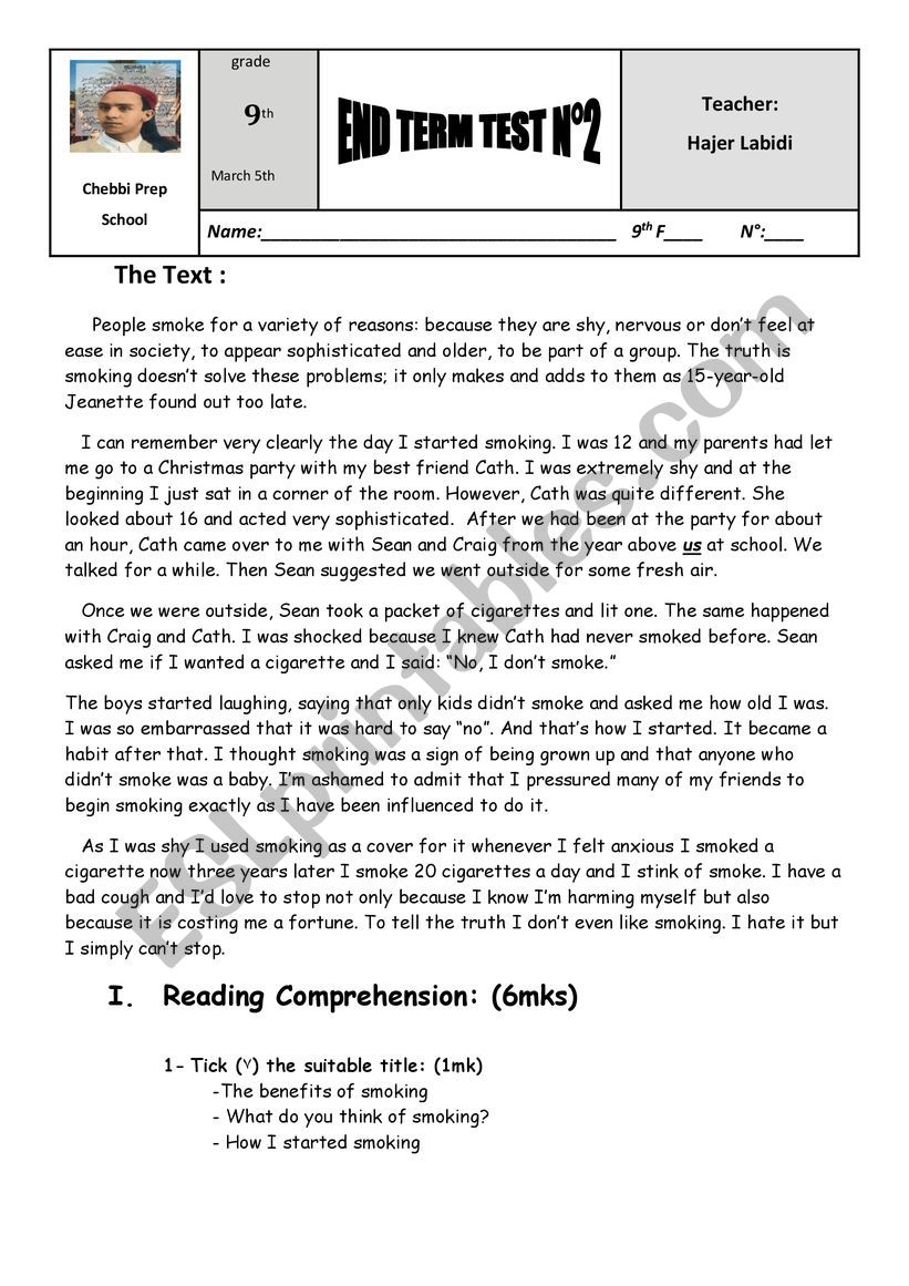 full term test 2 worksheet