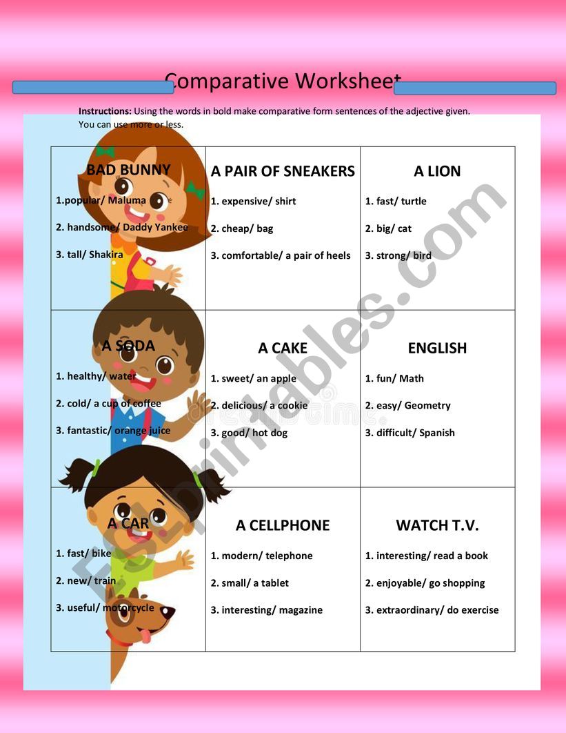 Comparative Worksheet worksheet
