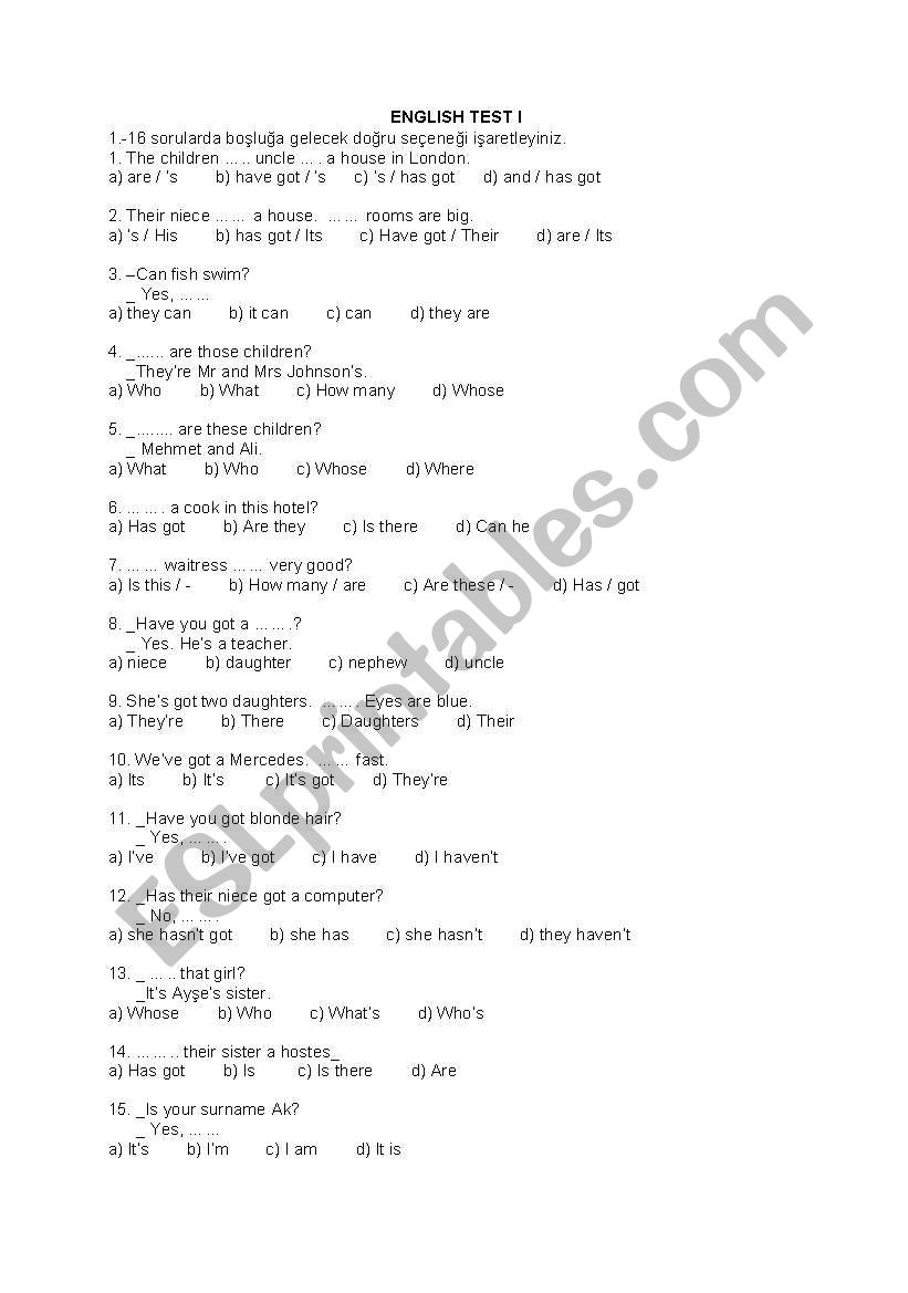 Test worksheet