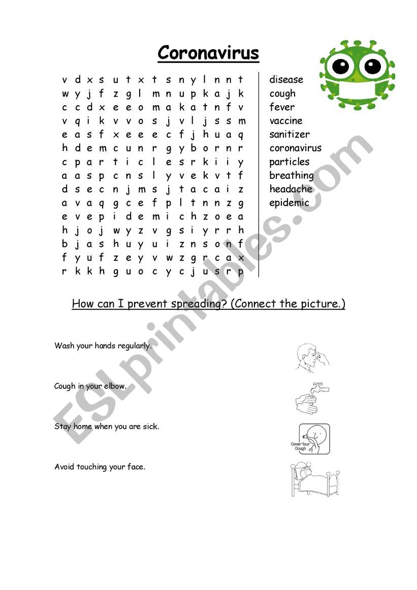 Coronavirus Word Search worksheet