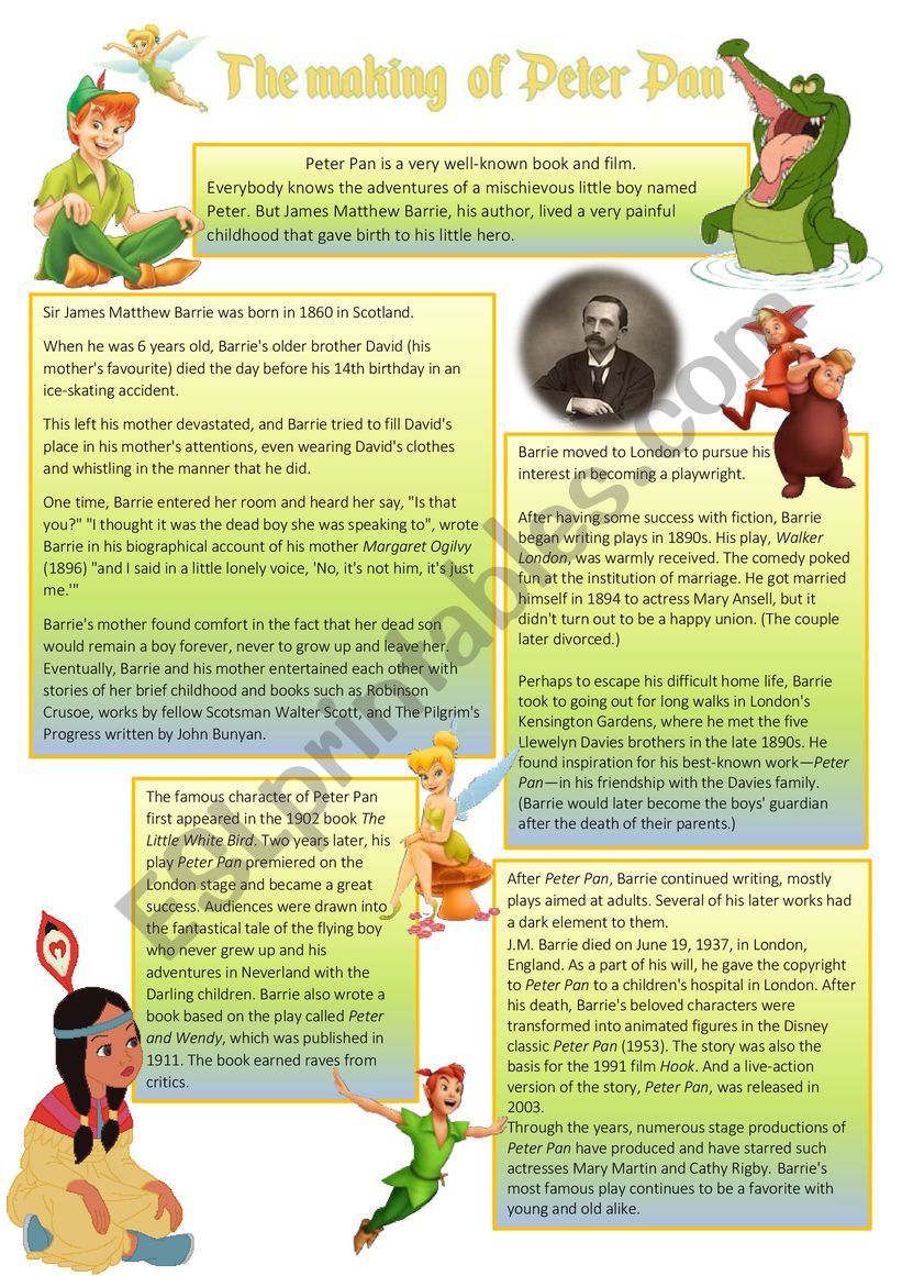 The making of Peter Pan  worksheet