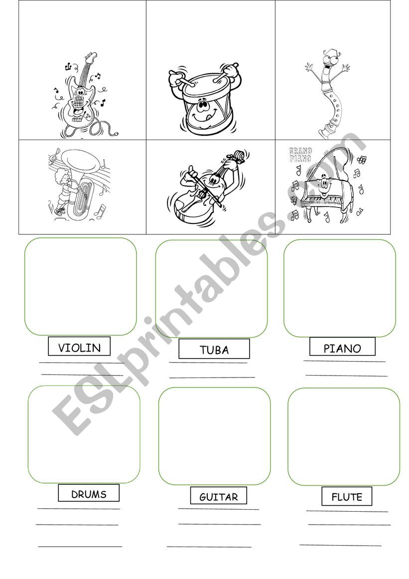 musical instruments worksheet