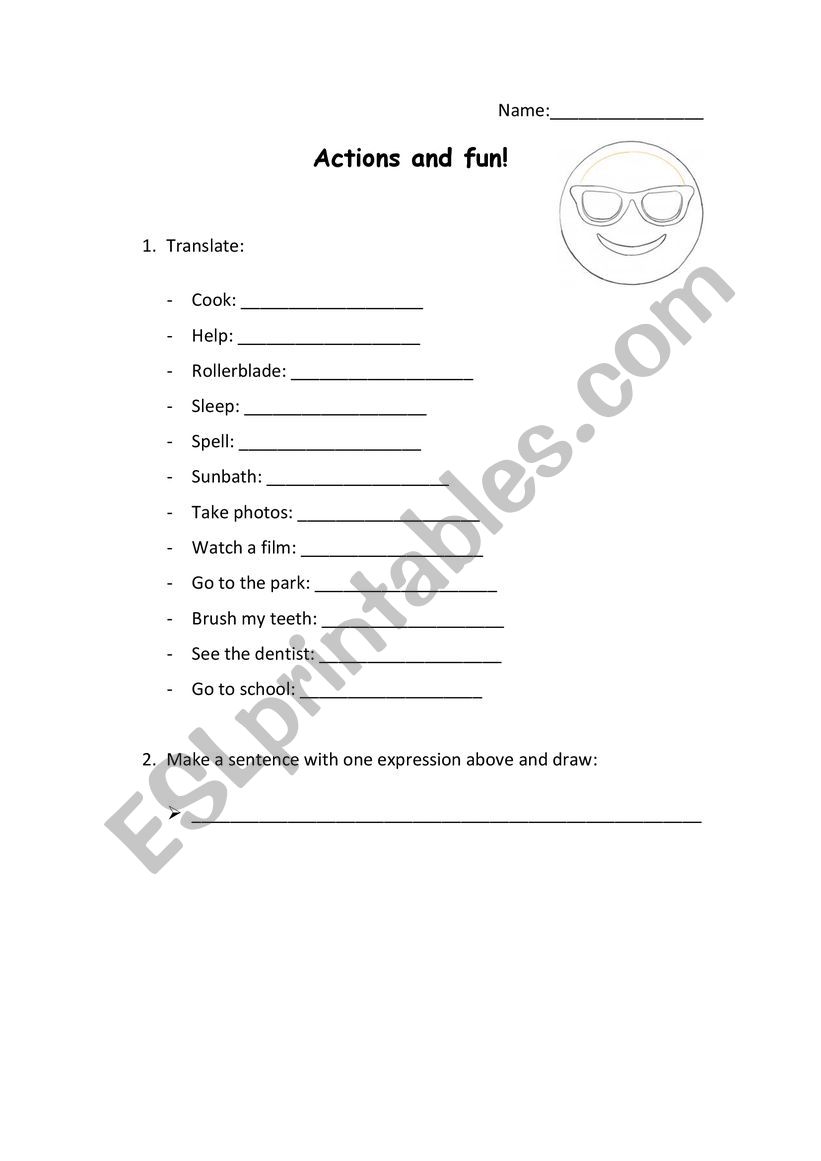 Actions and fun! worksheet