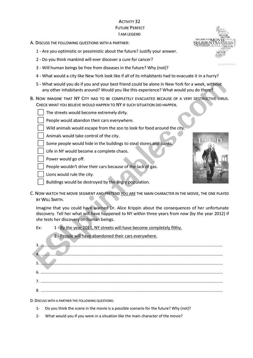 Future perfect worksheet