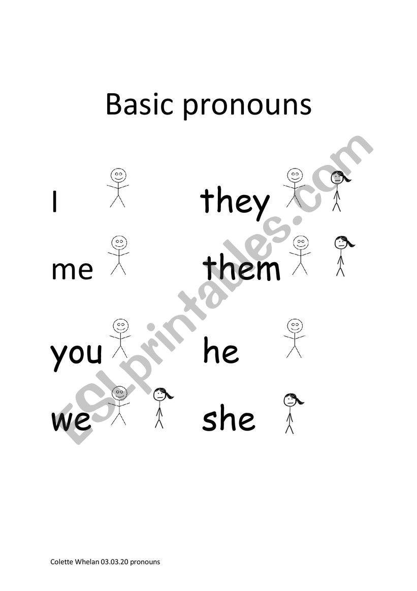 Basic pronouns worksheet