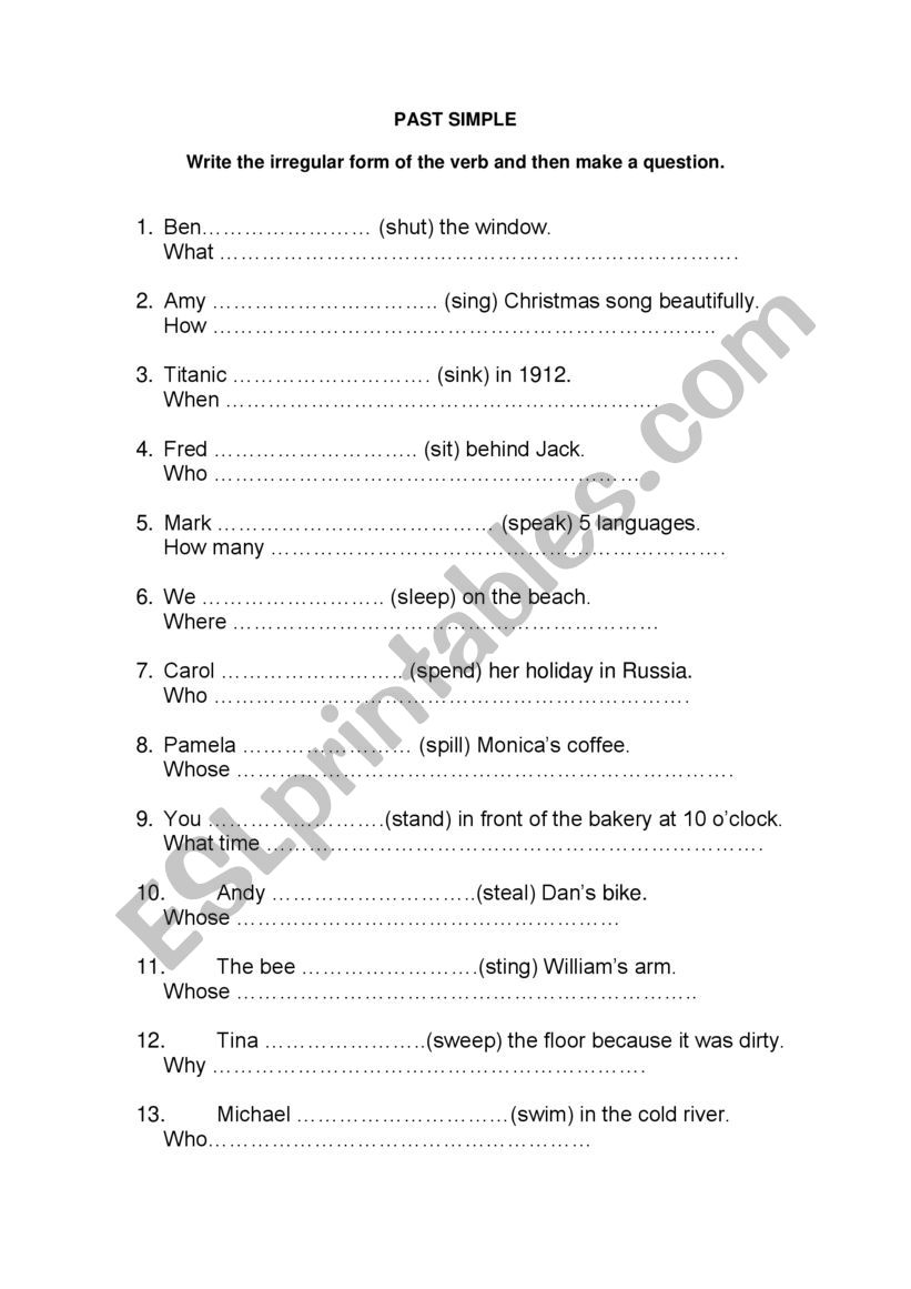 PAST SIMPLE worksheet