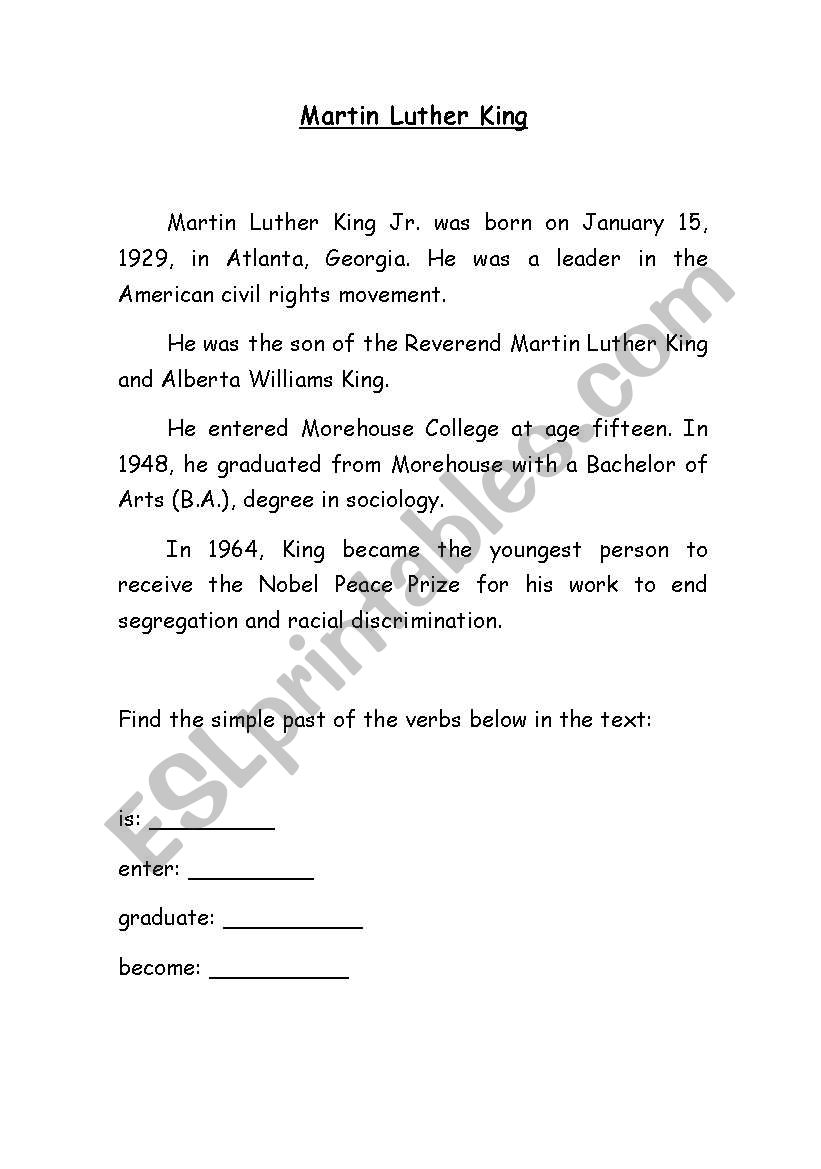 Martin Luther King - simple past 