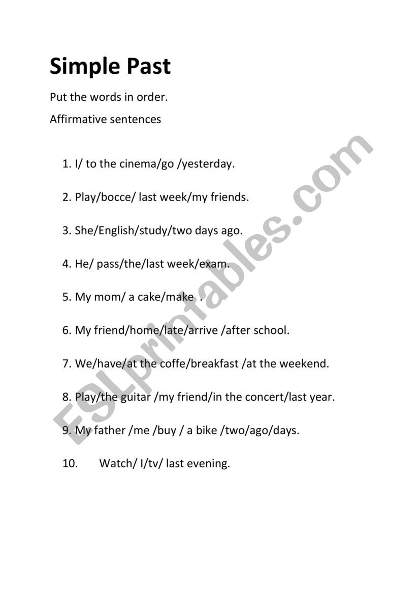 simple past worksheet