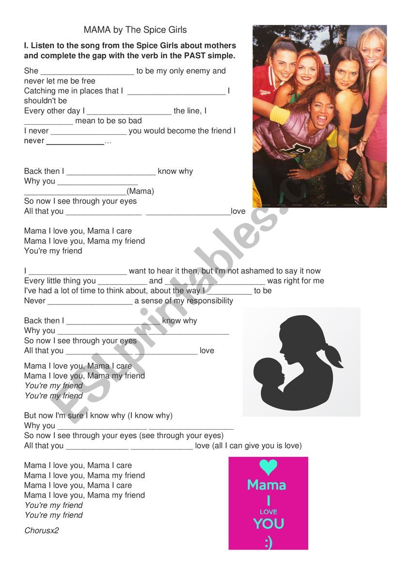 SPICE GIRLS-MAMA- worksheet