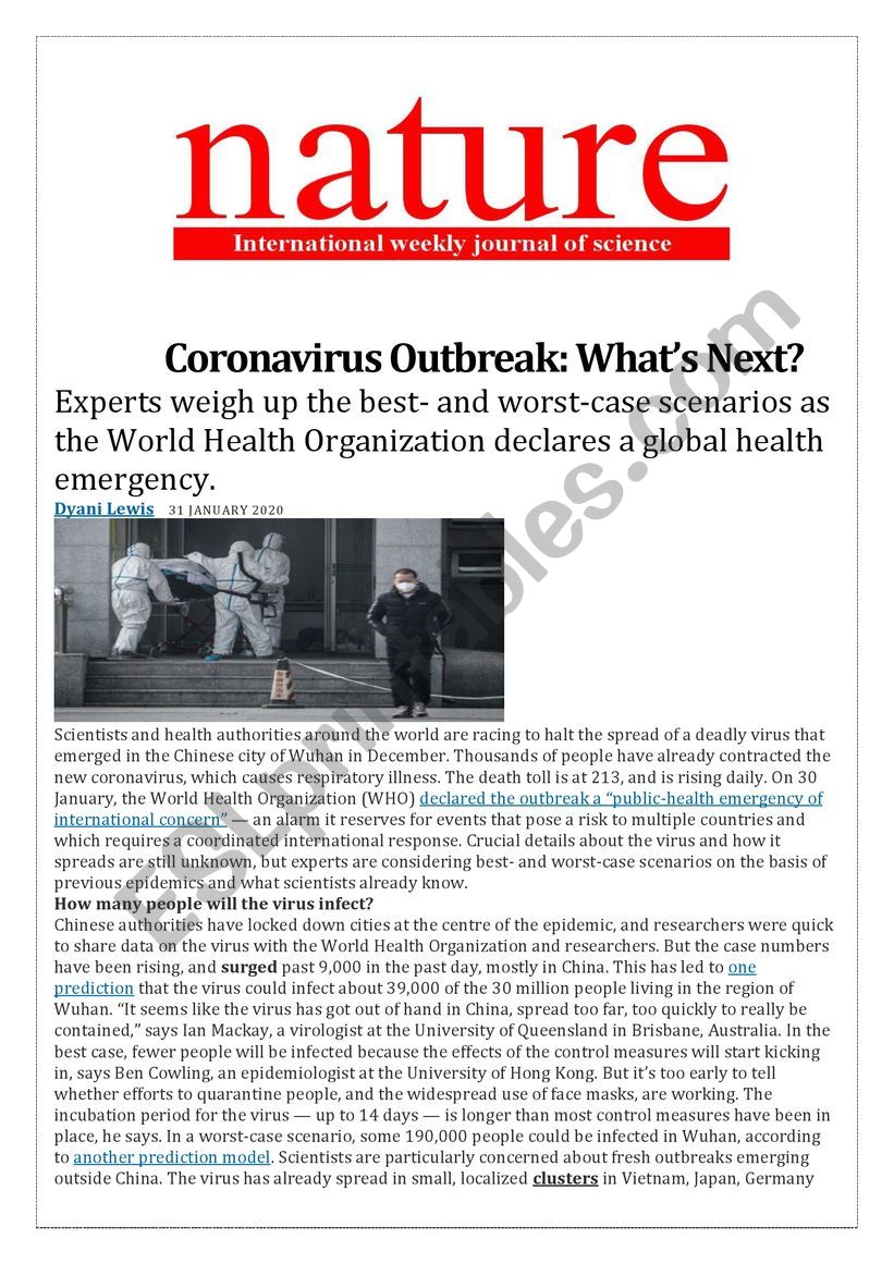 Critical Reading: Coronavirus Outbreak: Whats Next? 