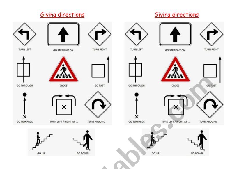 Giving directions worksheet