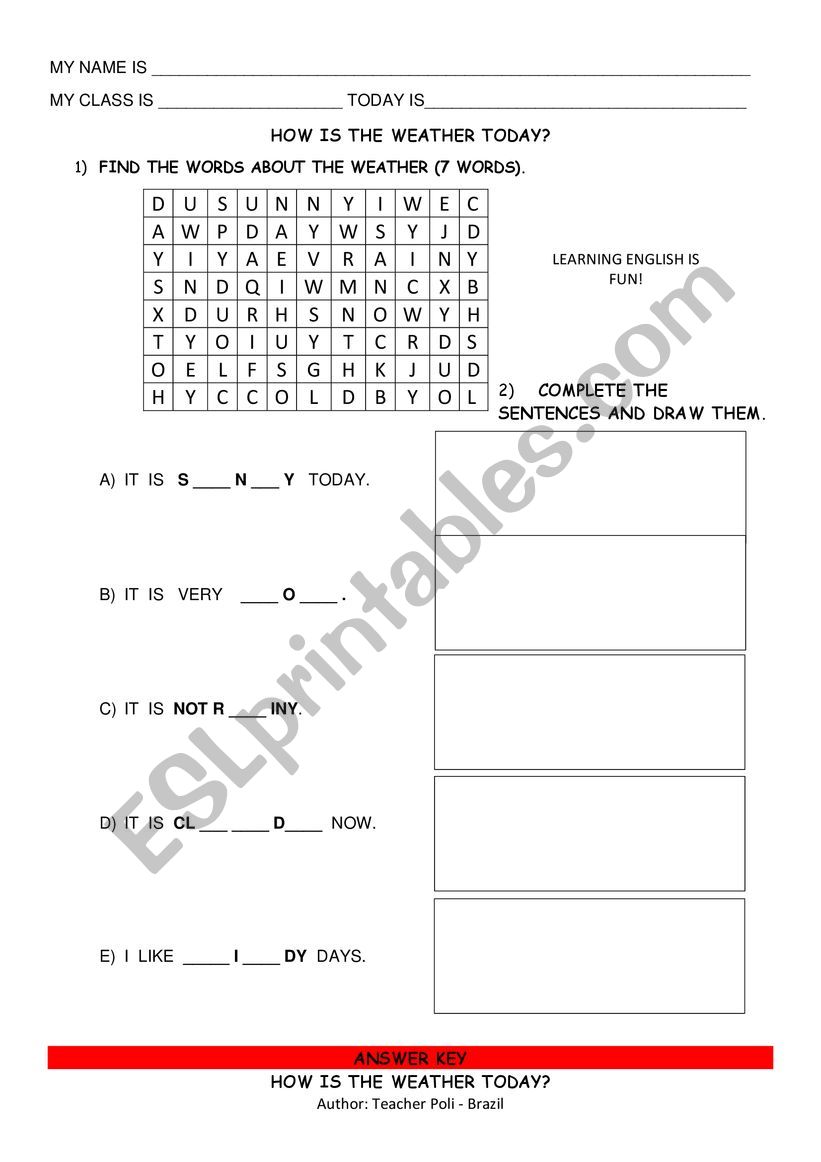 How is the weather today? worksheet