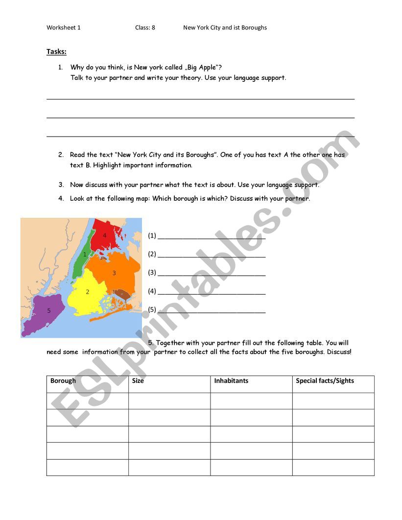 new york worksheet