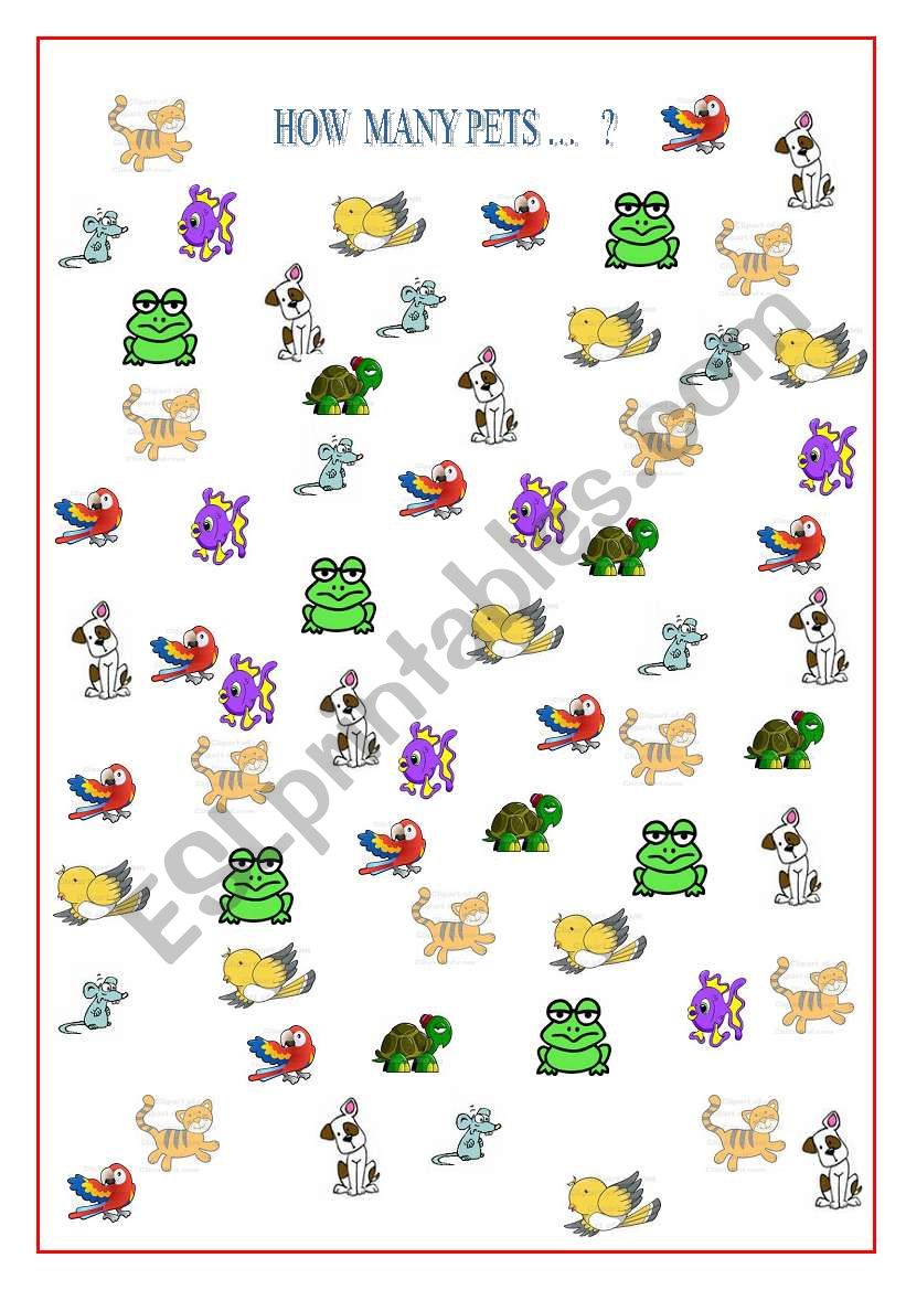 hOW MANY PETS ? worksheet