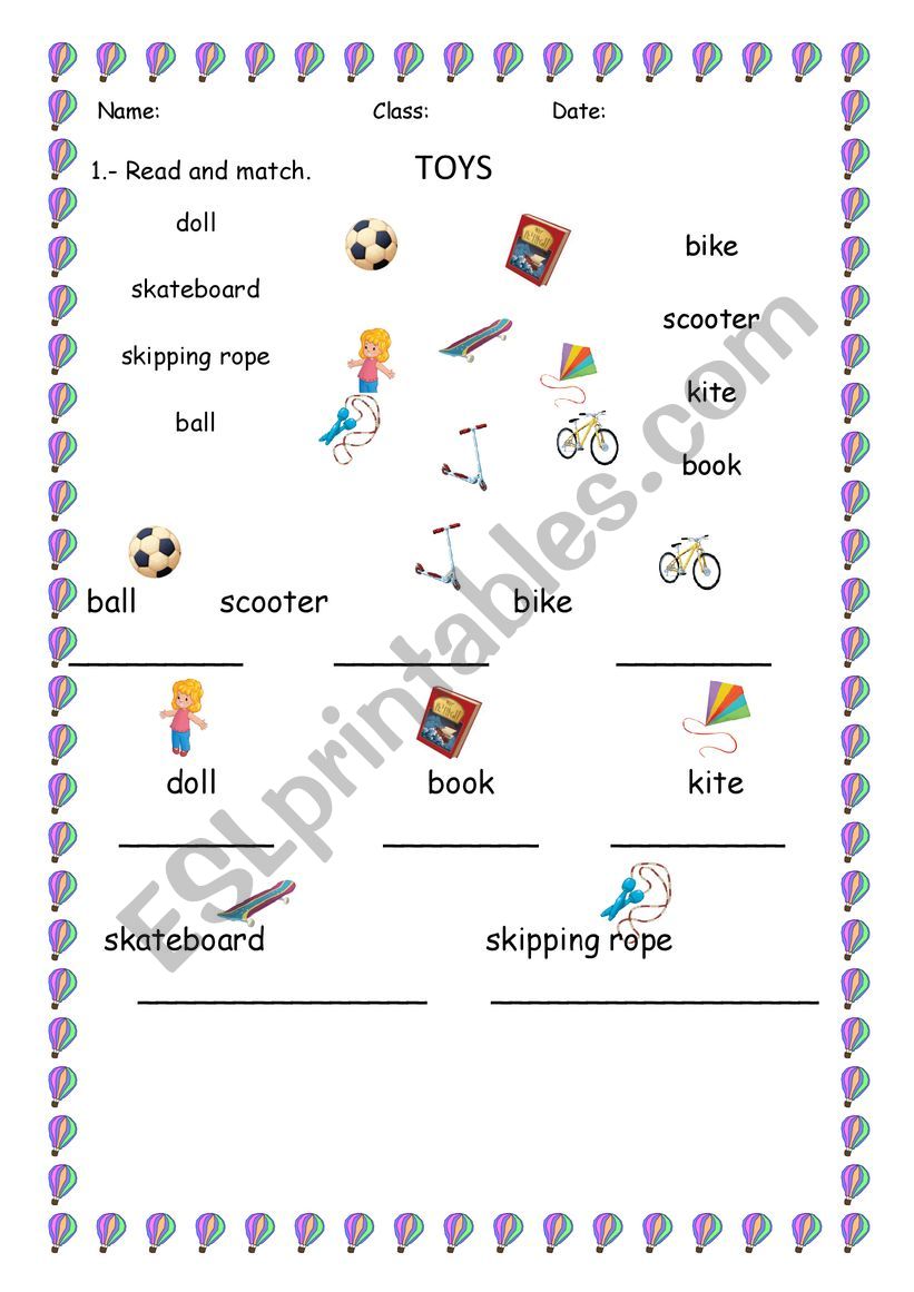 Toys worksheet