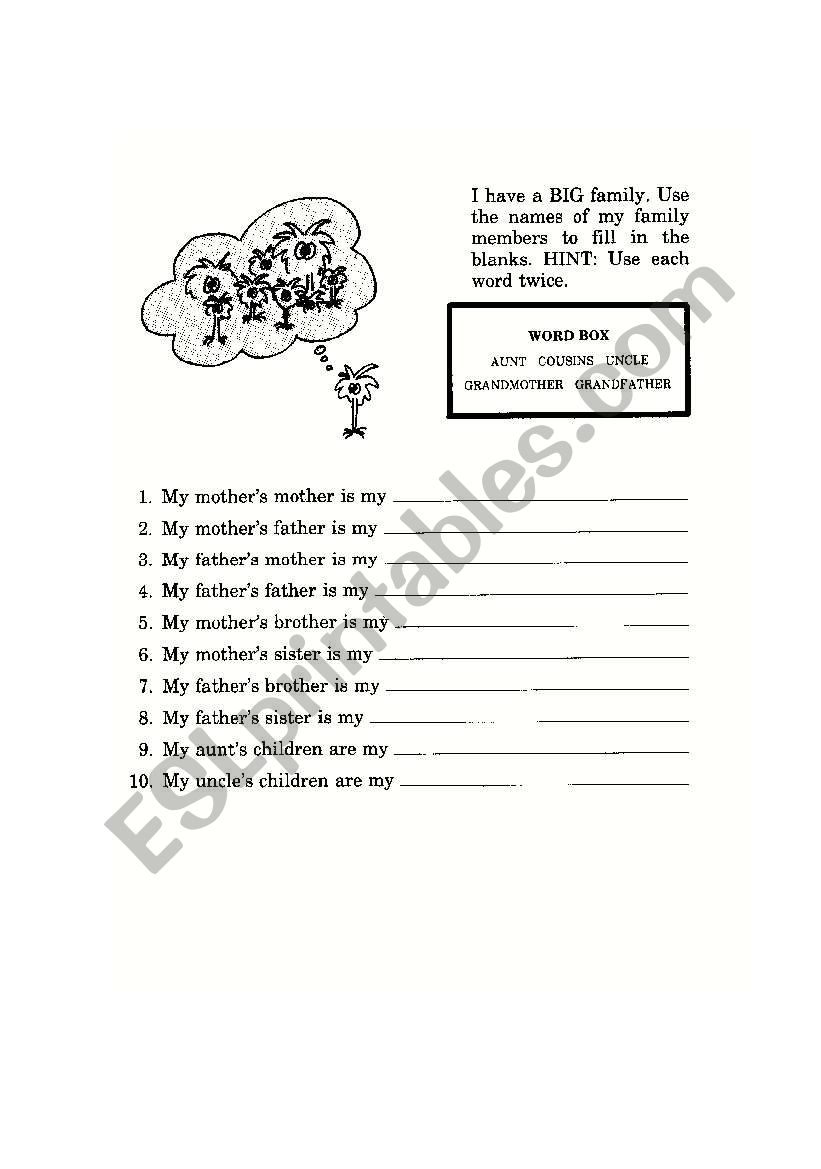 family worksheet