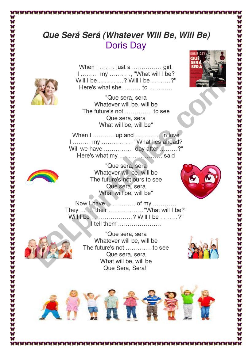 Qu ser ser . Doris Day .Song . The future (with key)