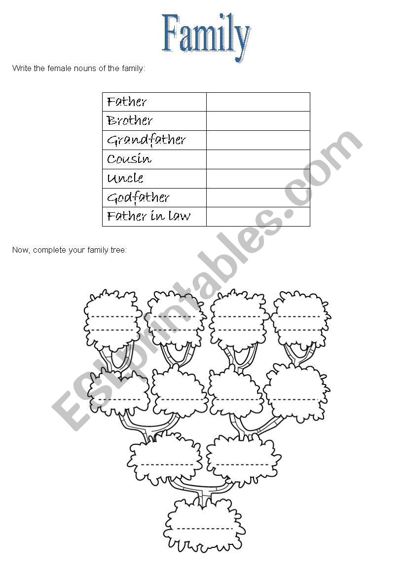 Family worksheet