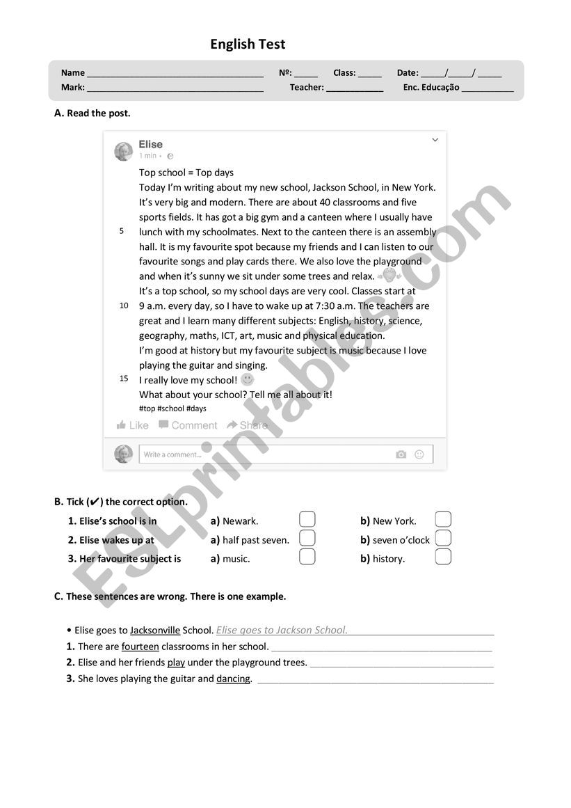 My school test (special needs)