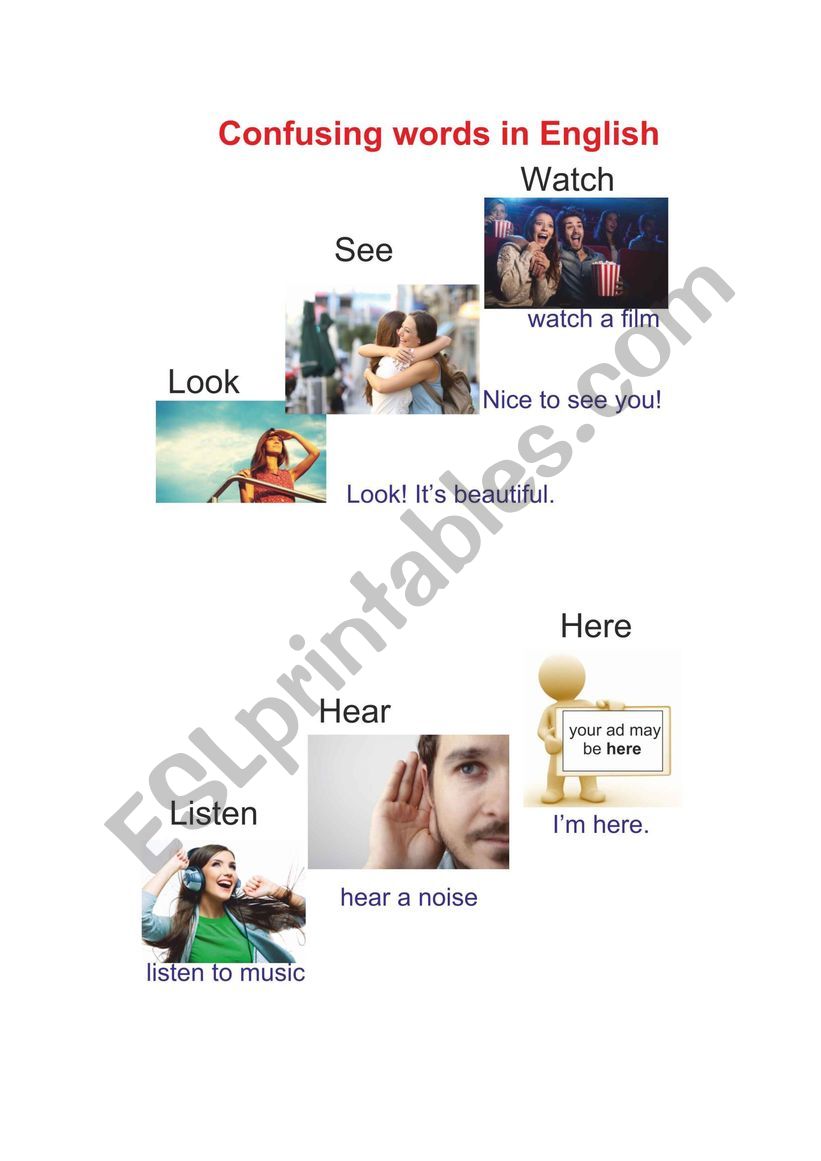 Confusing words in English worksheet