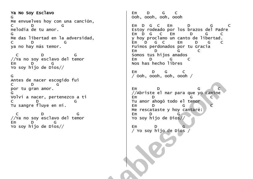 Cancion worksheet