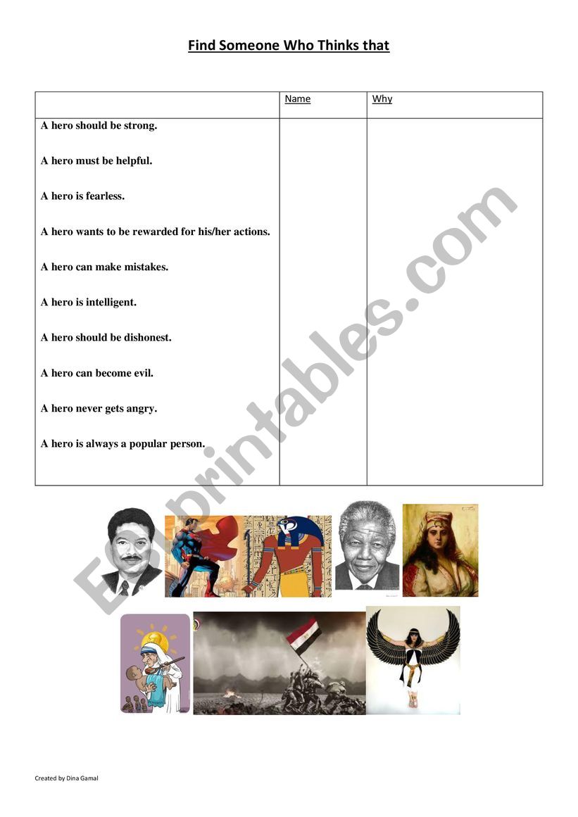 Find Someone Who/HERO worksheet