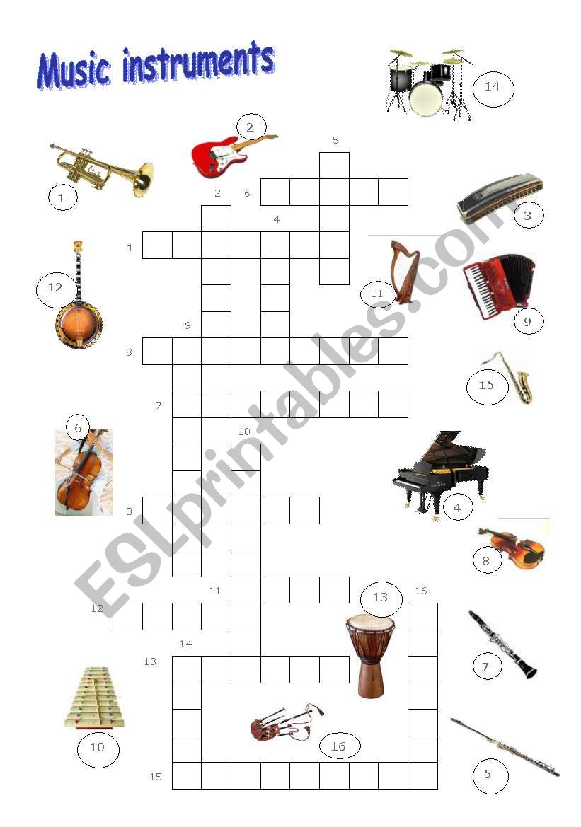 Music instruments worksheet