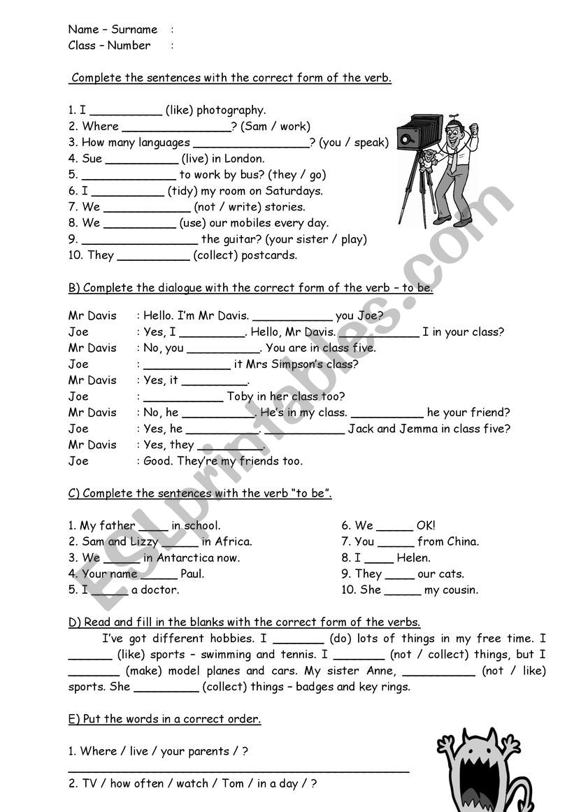 Verb Tenses - Present Tense - Exercise 11 - Simple Present Tense