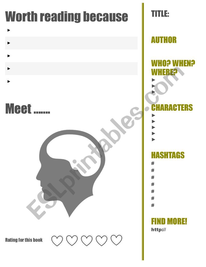 Book advert worksheet