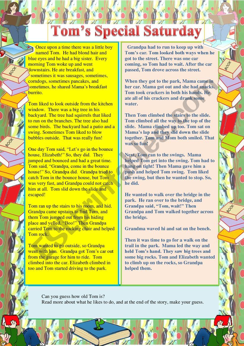 TomÃ¯Â¿Â½s Special Saturday worksheet