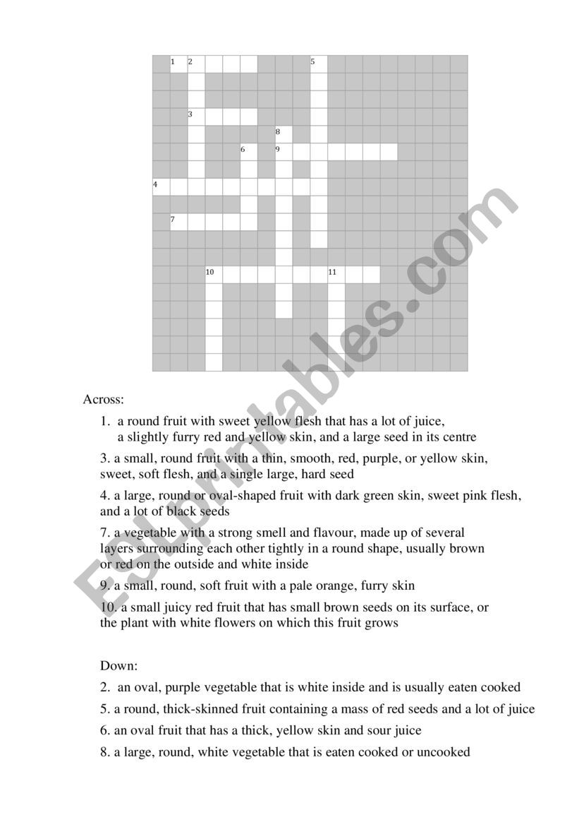 Crossword  worksheet