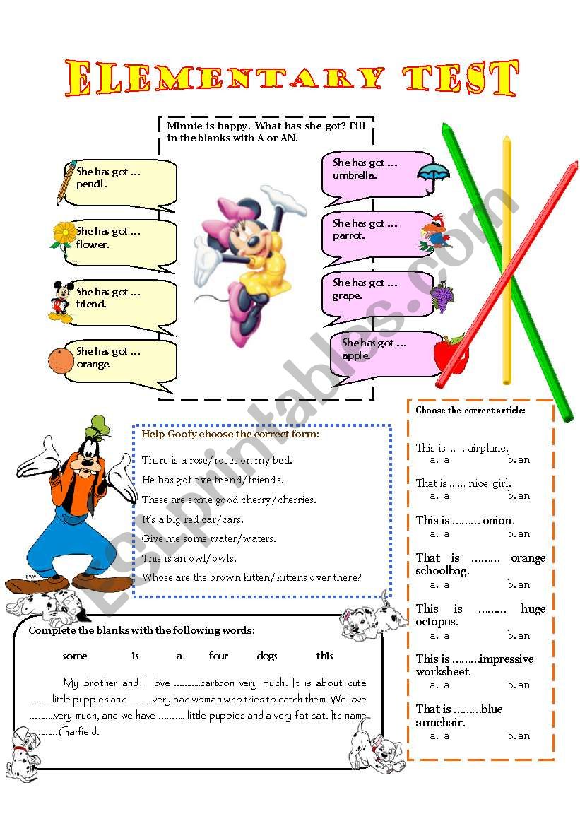 ELEMENTARY TEST worksheet