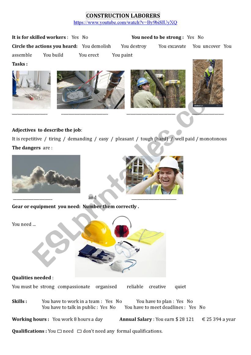 CONSTRUCTION LABORERS worksheet