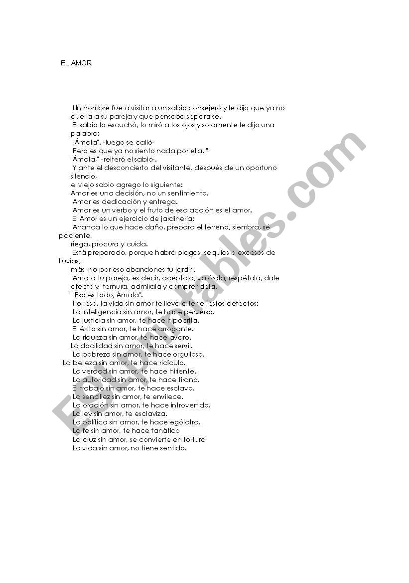 The Love worksheet