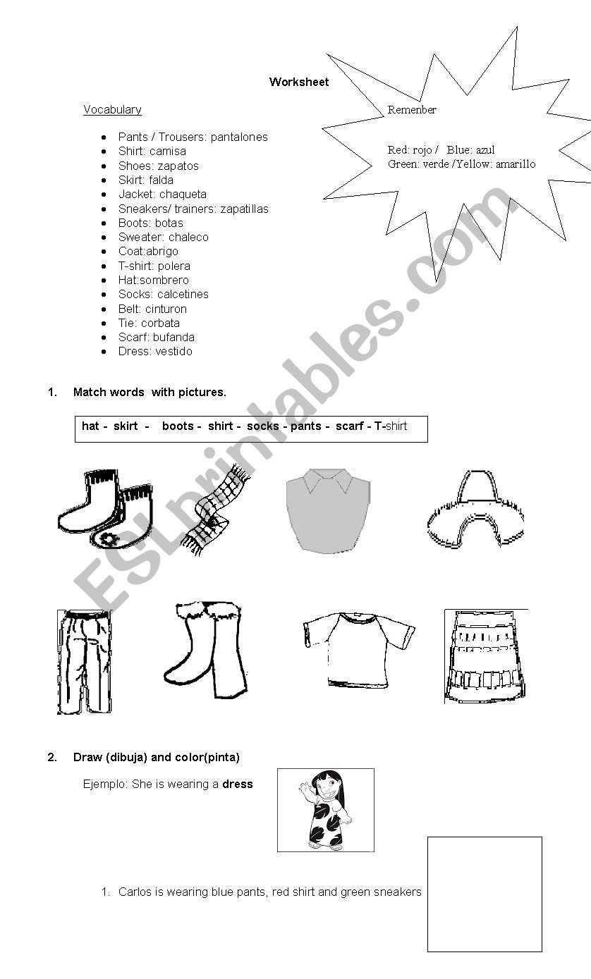 clothes worksheet