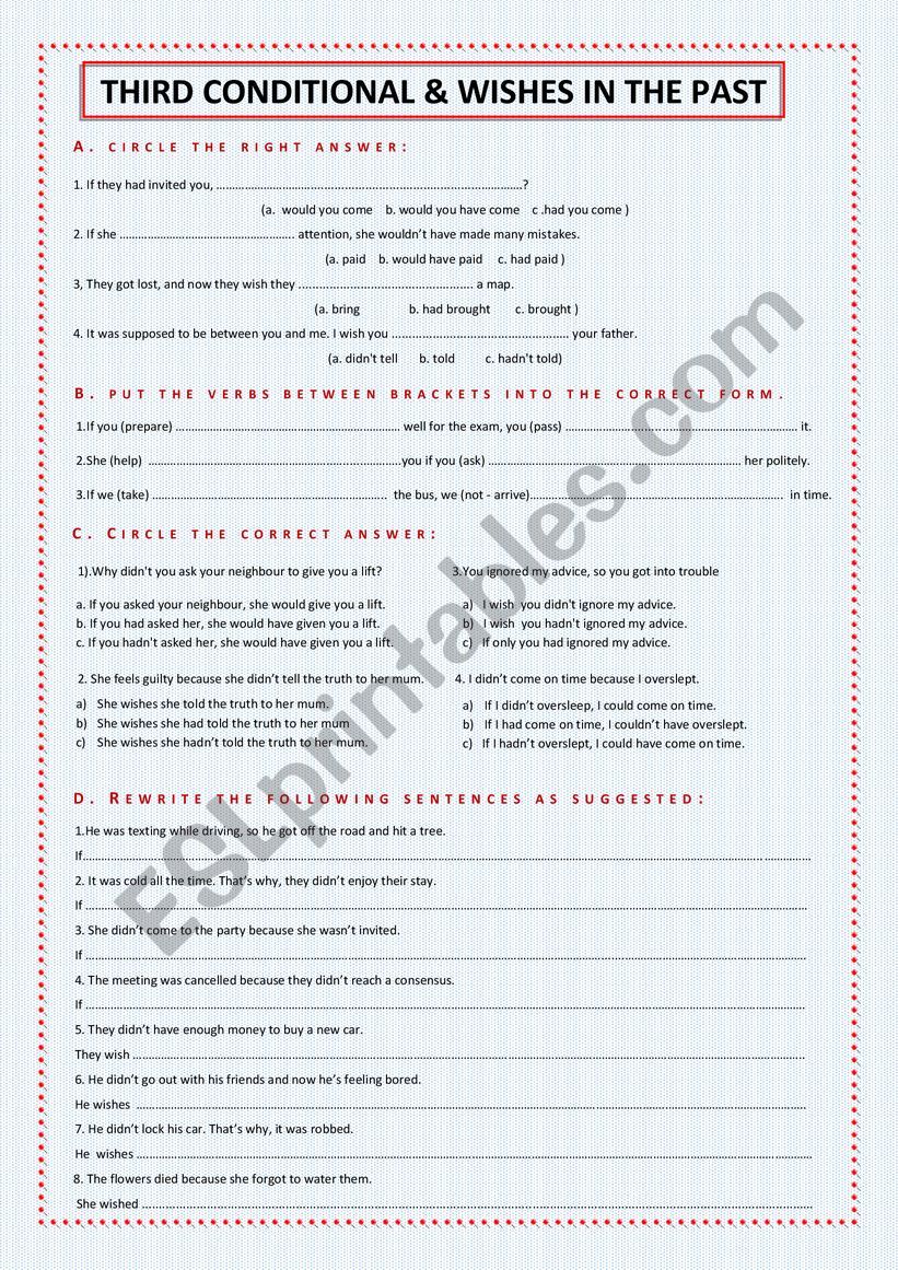 2nd year bac quiz : Third conditional and wishes