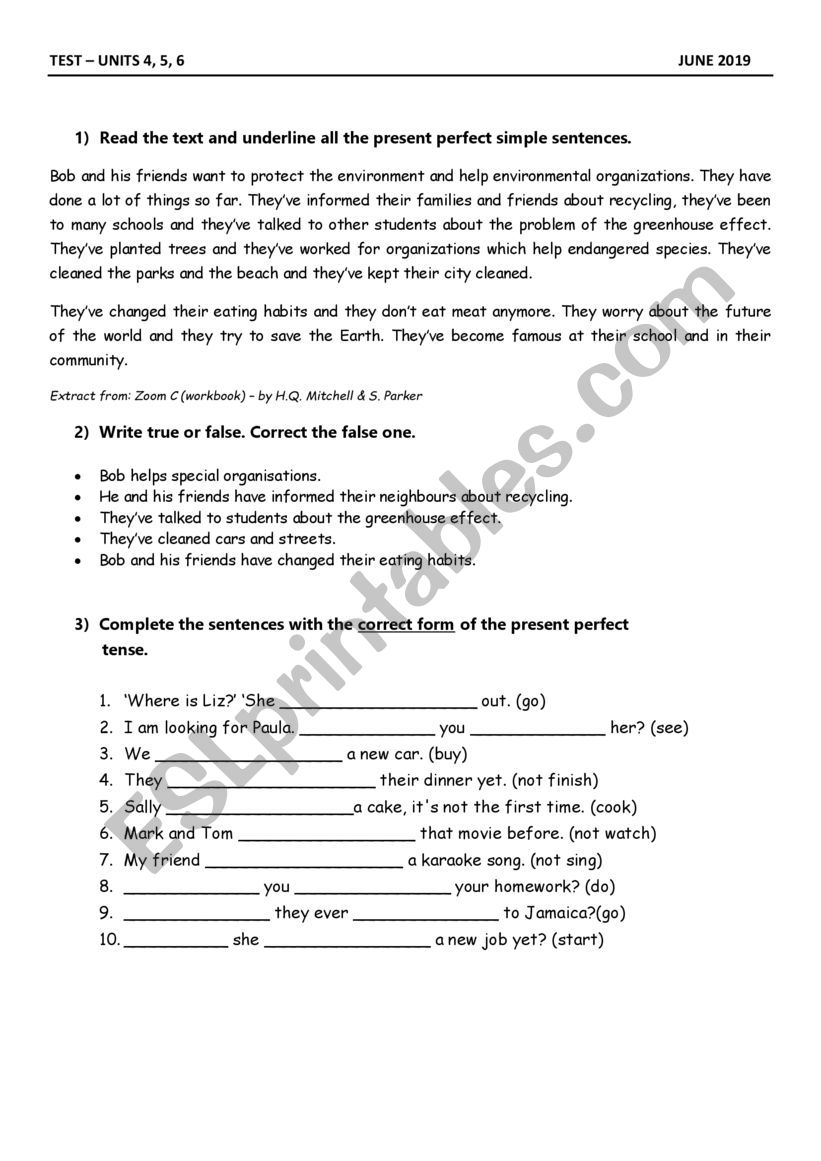 Preliminary English test worksheet