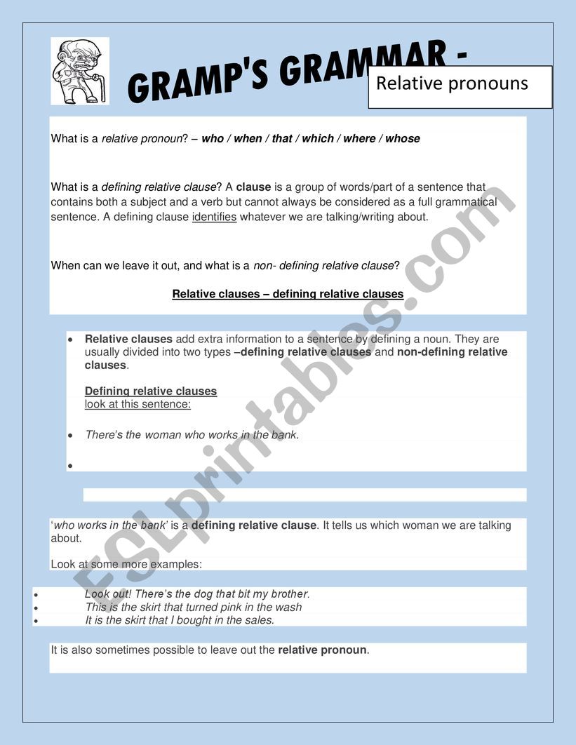relative clauses worksheet
