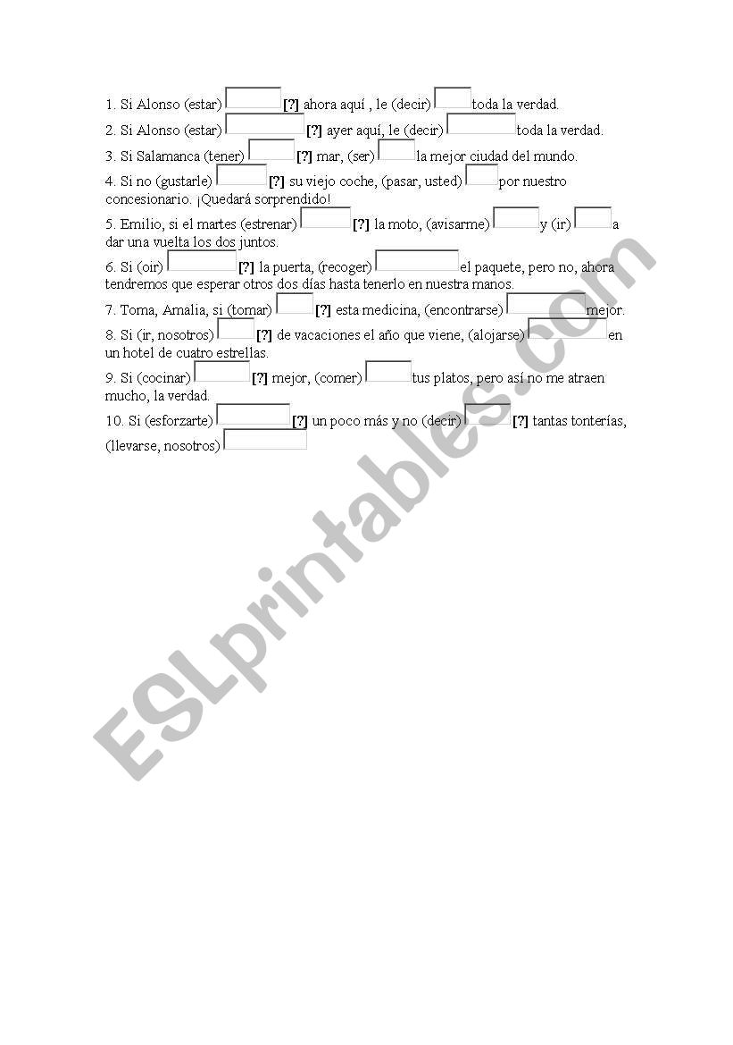 CONDITONAL SENTENCES worksheet