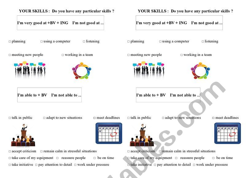 WHAT ARE YOUR SKILLS? worksheet