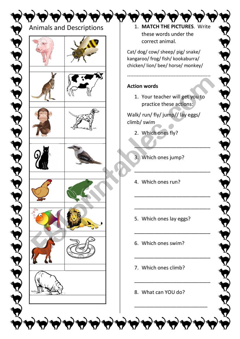 Animals and Descriptions - ESL worksheet by grevillea