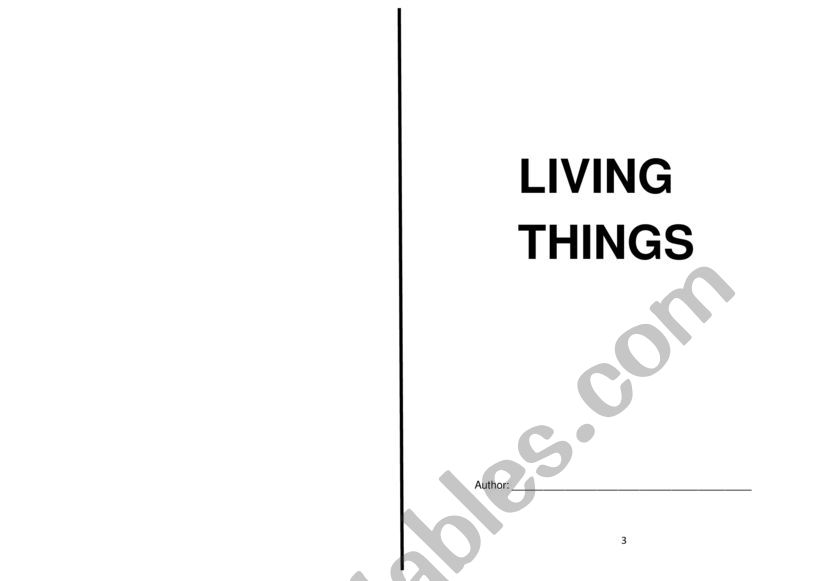 Living Things Book Project worksheet