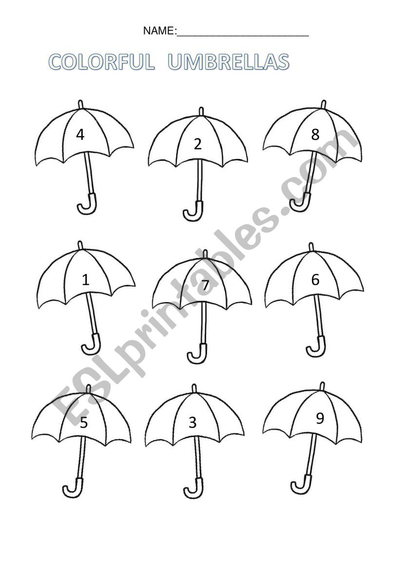 COLOURS AND NUMBERS worksheet