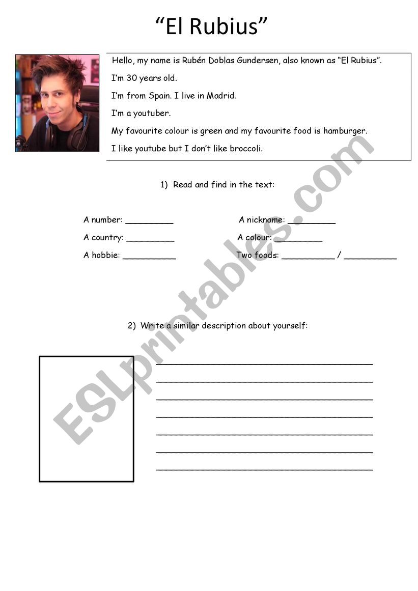 Reading and Writing activity with El Rubius